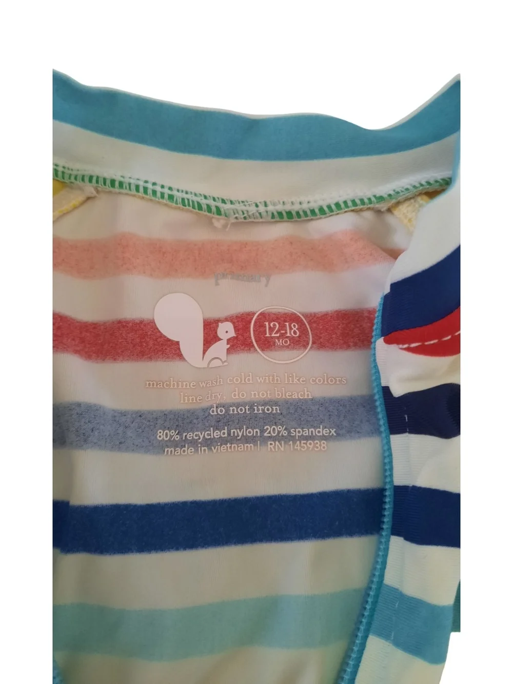 Primary Rainbow Stripe Long-Sleeve Swim Romper - Multicolor